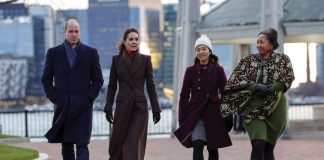 The Duke and Duchess of Cornwall Visit Falmouth The Prince and Princess of Wales walk with Mayor Michelle Wu and Reverend Mariama White-Hammond during a visit to Boston Harbour, December 1, 2022.
