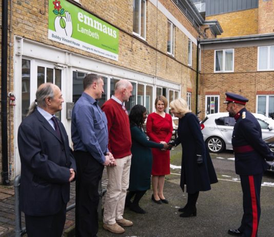 The Queen Visits London-Based Women’s Refuge The Queen greets staff, companions and trustees during a visit to the Emmaus Community at Bobby Vincent House in West Norwood, south east London, which is part of Emmaus SLC (Surrey, Lambeth, Croydon), to learn about Emmaus's work in the UK to develop women-only provisions and how a women-only space is often important for women who have experienced homelessness, December 13, 2022.