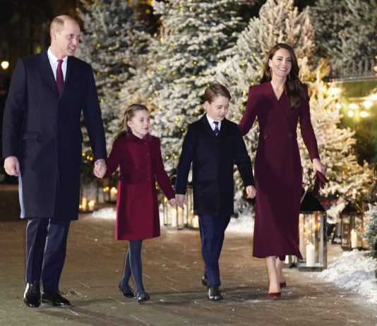 Royal Christmas Carol Service at Westminster Abbey The Prince and Princess of Wales arriving with their children Princess Charlotte and Prince George for the 'Together at Christmas' Carol Service at Westminster Abbey in London, December 15, 2022.