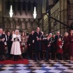 King Charles III, the Queen Consort, the Prince of Wales, Prince George, Princess Charlotte, the Princess of Wales and the Countess of Wessex during the ‘Together at Christmas’ Carol Service at Westminster Abbey in London, December, 2022.