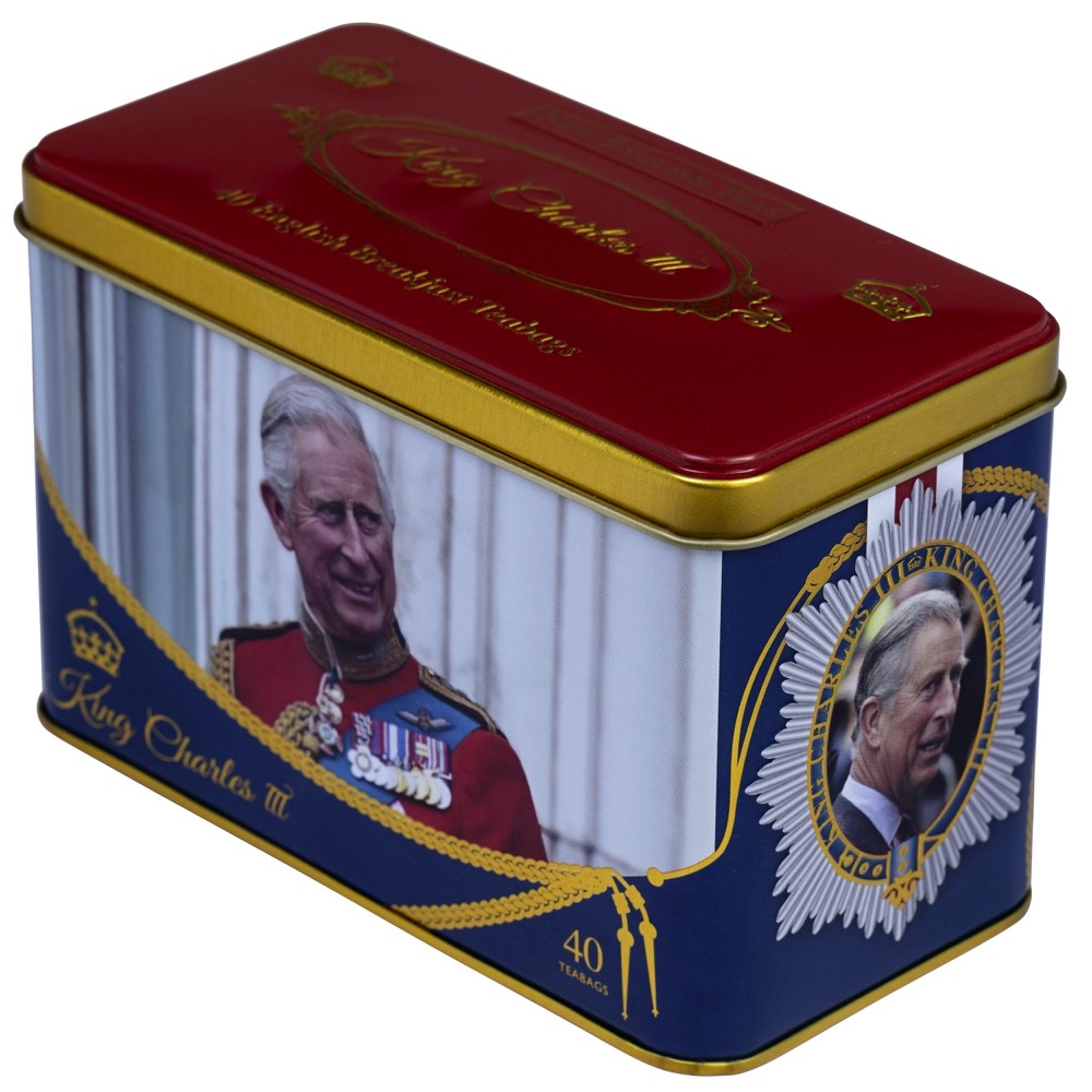 RS108 King Charles III Tea Tin with 40 English Breakfast Teabags