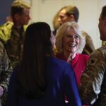 The Queen, in her role as Colonel of the Grenadier Guards, meets members of the 1st Battalion during a visit to Lille Barracks in Aldershot, Hampshire, where she is meeting members of the battalion, presenting medals and meeting families. January 31, 2023.
