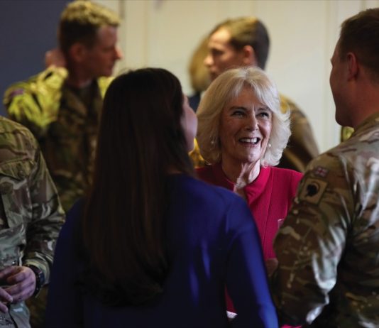 Her Majesty The Queen to Attend Musical Evening at Salisbury Cathedral The Queen, in her role as Colonel of the Grenadier Guards, meets members of the 1st Battalion during a visit to Lille Barracks in Aldershot, Hampshire, where she is meeting members of the battalion, presenting medals and meeting families. January 31, 2023.