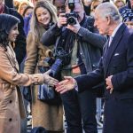 London, UK. 08th Feb, 2023. Charles with Bangladeshi High Commissioner Saida Muna Tasneem. Their Majesties King Charles and Camilla, the Queen Consort, visit Brick Lane in East London. They meet local school children, visit the Banglatown arch and the new