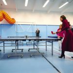 The Prince and Princess of Wales, known as the Duke and Duchess of Cornwall while in Cornwall, play table tennis during a visit to the Dracaena Centre in Cornwall, to learn about the wide variety of support and services that the organisation provides to l