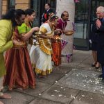 King Charles III speaks with members of the local community as he arrives for a reception at the Church of Christ the Cornerstone, as he visits Milton Keynes, Buckinghamshire, to celebrate its new status as a city, awarded as part of the late Queen Elizab
