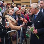 King Charles III speaks to members of the public as he arrives for a reception with members of the local community and organisations at the Church of Christ the Cornerstone, as he visits Milton Keynes, Buckinghamshire, to celebrate its new status as a city, awarded as part of the late Queen Elizabeth II’s Platinum Jubilee celebrations. February 16, 2023.