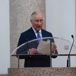King Charles III makes a speech during a reception with members of the local community and organisations at the Church of Christ the Cornerstone, as he visits Milton Keynes, Buckinghamshire, to celebrate its new status as a city, awarded as part of the late Queen Elizabeth II’s Platinum Jubilee celebrations. February, 2023.