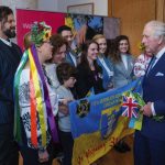 King Charles III meets Ukrainian ladies during a reception with members of the local community and organisations at the Church of Christ the Cornerstone, as he visits Milton Keynes, Buckinghamshire, to celebrate its new status as a city, awarded as part o