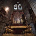 The Coronation chair at Westminster Abbey in London, which is being restored ahead of the upcoming coronation of King Charles III, which will be held at the Abbey on May 6. Picture date: Tuesday February 28, 2023.