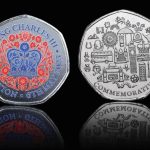 A souvenir featuring the official emblem for the coronation of King Charles III on 6th May 2023
