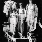 King George VI, H.M. Queen Elizabeth, Princesses Elizabeth and Margaret, of United Kingdom, at Coronation, May 12, 1937