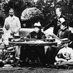Photograph of Queen Victoria (1819-1901) with King Edward VII, King George V and great-grandson Albert Edward. Dated 20th Century