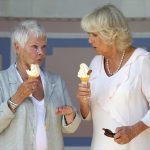 The Duchess of Cornwall enjoys an ice cream with Dame Judi Dench as she arrives at Queen Victoria’s private beach, next to the monarch’s holiday home in East Cowes on the Isle of Wight. Dame Judi, patron of the Friends of Osborne House, will show Camilla
