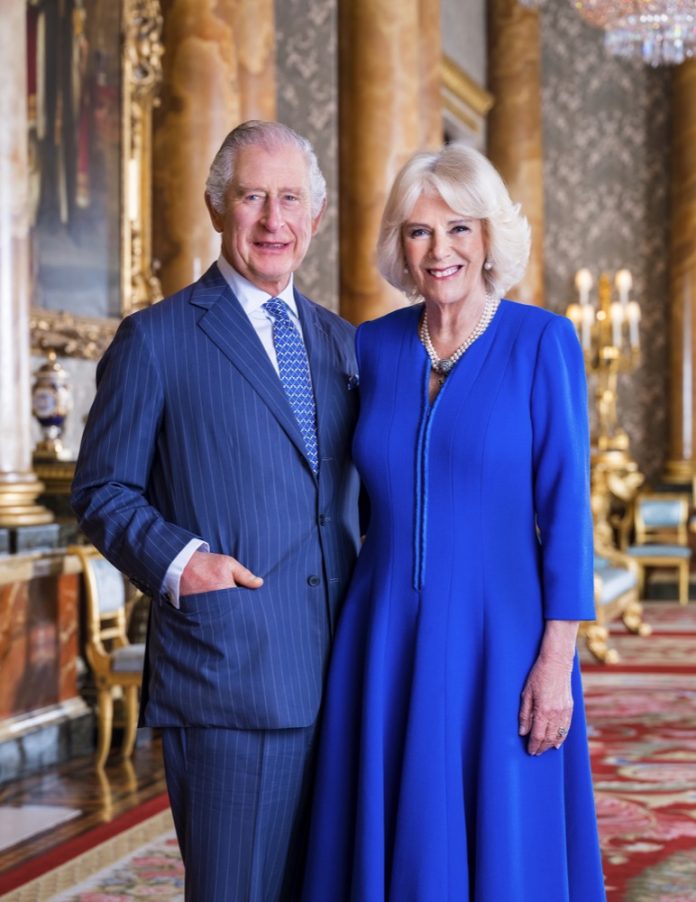 A new photograph of Their Majesties The King and The Queen Consort, taken last month in the Blue Drawing Room at Buckingham Palace, has been released today, Tuesday 4 April. The photograph was taken by Hugo Burnand.