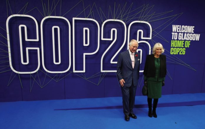 The Prince of Wales and the Duchess of Cornwall arrive for the COP26 summit at the Scottish Event Campus (SEC) in Glasgow, November 1, 2021.