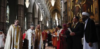 The King to Host Muslim and Jewish Faith Leaders Following Signing of Muslim-Jewish Reconciliation Accords King Charles III meets multi-faith leaders as he leaves Westminster Abbey after Coronation in central London, May, 2023.