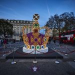 Marble Arch marks Coronation with a majestic crown installation. Photo credit: Marble Arch London BID
