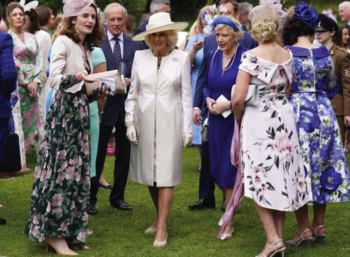 Queen Camilla attends a Garden Party at Hillsborough Castle, Co Down during a two day visit to Northern Ireland, May 24, 2023.