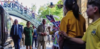 His Majesty The King to Visit Crewe King Charles III during a visit to Pickering in Yorkshire, after arriving by royal train, pulled by the Flying Scotsman. June 12, 2023.