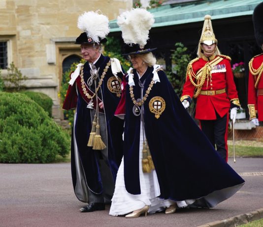 Garter Day at Windsor Castle King Charles III and Queen Camilla attend the annual Most Noble Order of the Garter Ceremony in Windsor Castle in Windsor, England, Monday June 19, 2023.