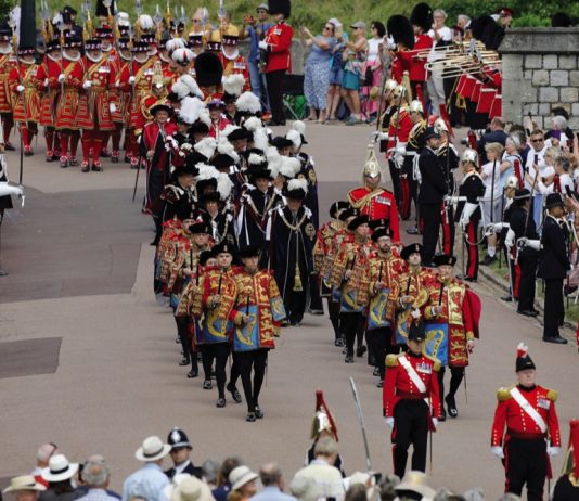 The King and The Prince of Wales will Attend Service for the Order of the Bath Members of the Order of the Garter arrive for the annual Most Noble Order of the Garter Ceremony in Windsor Castle in Windsor, England, Monday June 19, 2023.