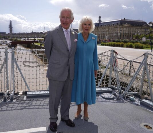 The King and Queen to Visit Holy See and Republic of Italy King Charles III and Queen Camilla attend a reception on the flight deck of HMS Iron Duke in Bordeaux, on day three of the state visit to France, September 22, 2023.