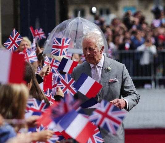 The King to Visit Polish Social and Cultural Association King Charles III at the Hotel de Ville in Bordeaux, France on September 22, 2023, on day three of the state visit to France.
