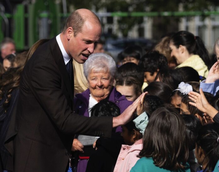 The Prince of Wales meets members of the public at the Grange Pavilion, Cardiff, Wales. October, 2023.