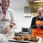 The Duke of Edinburgh, in his role as Patron of the Duke of Edinburgh’s Award (DofE) charity, takes part in a cookery class during a visit to Brighton Hove and Sussex Sixth Form College in Brighton, East Sussex, to hear from young people making a differen