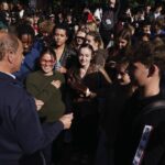 The Duke of Edinburgh, in his role as Patron of the Duke of Edinburgh’s Award (DofE) charity meets students during a visit to Brighton Hove and Sussex Sixth Form College in Brighton, East Sussex, to hear from young people making a difference in their communities through their DofE. October 4, 2023.