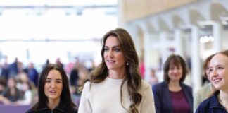 The Princess of Wales to Visit 1st The Queen’s Dragoon Guards The Princess of Wales talks to Anna O'Hara, left, President of Nottingham Trent Students' Union and Jess Nuthall, right, Union Development Officer University of Nottingham during a visit to Nottingham Trent University to learn about their mental health support system in Nottingham, England, Oct. 11, 2023.