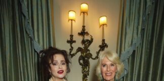 Her Majesty to Host Reception for the Booker Prize Foundation Queen Camilla and Helena Bonham Carter during a reception celebrating 30 years of the Forward Arts Foundation at Clarence House in London, October 11, 2023.