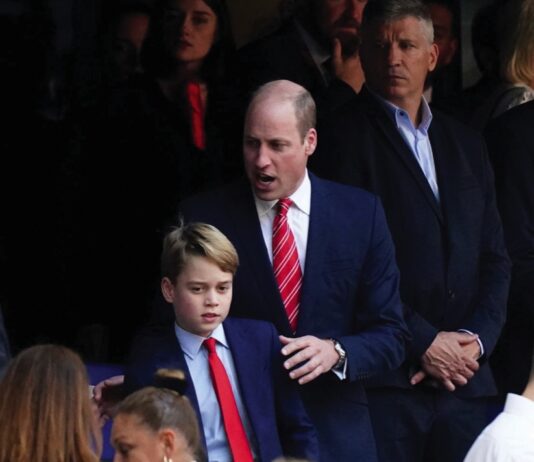 The Prince of Wales will Visit Rob Burrow and Kevin Sinfield The Prince of Wales and his son Prince George in the stands before the Rugby World Cup 2023 quarter final match at Stade de Marseille, France, October 14, 2023.