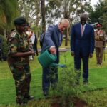 King Charles III and Queen Camilla are welcomed by the President of Kenya Dr William Ruto and the First Lady Rachel Ruto as they arrive at the State House in Nairobi on day one of the state visit to Kenya. King Charles planted a tree following the arrival