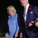 King Charles III and Queen Camilla arrive at a state banquet at State House in Nairobi, on day one of the state visit to Kenya. October 31, 2023.