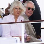 King Charles III, as Captain General of the Royal Marines, and Queen Camilla, during a visit to Mtongwe Naval Base in Mombasa, on day three of the State Visit to Kenya. Thursday November 2, 2023.
