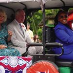 King Charles III and Queen Camilla arrive by tuk-tuk at Fort Jesus, in Mombasa Old Town, to tour the the UNESCO World heritage site and learn about the British, Portuguese and Omani influence on the fort’s architecture, on day four of the state visit to K