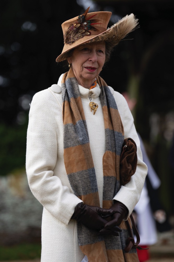 The Princess Royal attending the Christmas Day morning church service at St Mary Magdalene Church in Sandringham, Norfolk. December 25, 2023.