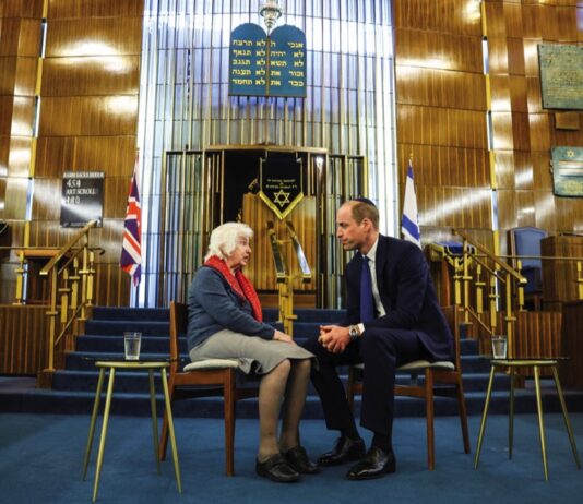 The Prince and Princess of Wales to Attend 80th Anniversary of Holocaust Memorial Day The Prince of Wales speaks with Renee Salt, 94, a Holocaust survivor, during a visit to the Western Marble Arch Synagogue in London. February 29, 2024.