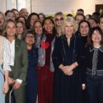 Queen Camilla during a visit to visit Kindred Studios’ pop-up hub in Shepherds Bush, west London, an art studios and creative space encouraging arts, crafts and community cohesion. February 14, 2024.