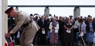 The King to Mark 80th Anniversary of Liberation of Auschwitz King Charles III during the Franco-British ceremony at the Ver-sur-mer memorial, during the 80th anniversary of the D-Day landings, on June 6, 2024.