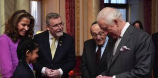 School Children Meet King Charles to Showcase Holocaust Memorial Project CORE children meeting His Majesty The King, as well as CORE Group CEO Adrian Packer, Buckingham Palace, January 2025. Credit CORE Education Trust