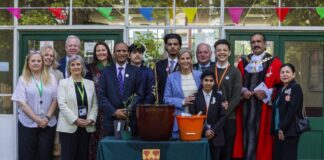 The Duchess of Edinburgh Visits Student Gardening and Community Spirit HRH The Duchess of Edinburgh, patron of the Children's Flower Society, visits Newman Catholic College, Harlesden, to see the gardens the students have created and maintain in the College Grounds. Newman Catholic College, Harlesden, London, UK. 7th May 2025. Credit: Amanda Rose/@amandarosephoto